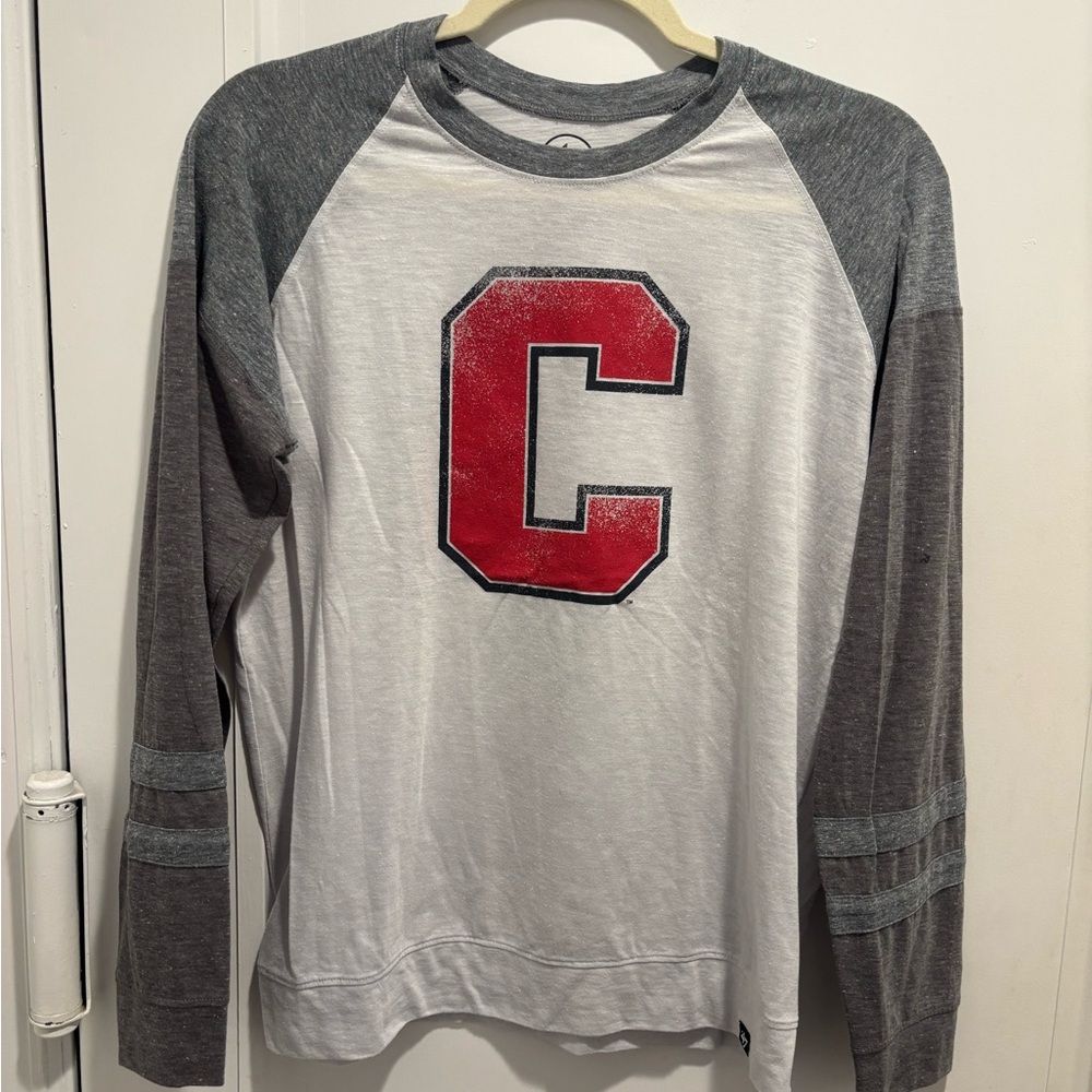 Cornell ‘47 Gray and White Long Sleeve Shirt with Red Letter C Size Small